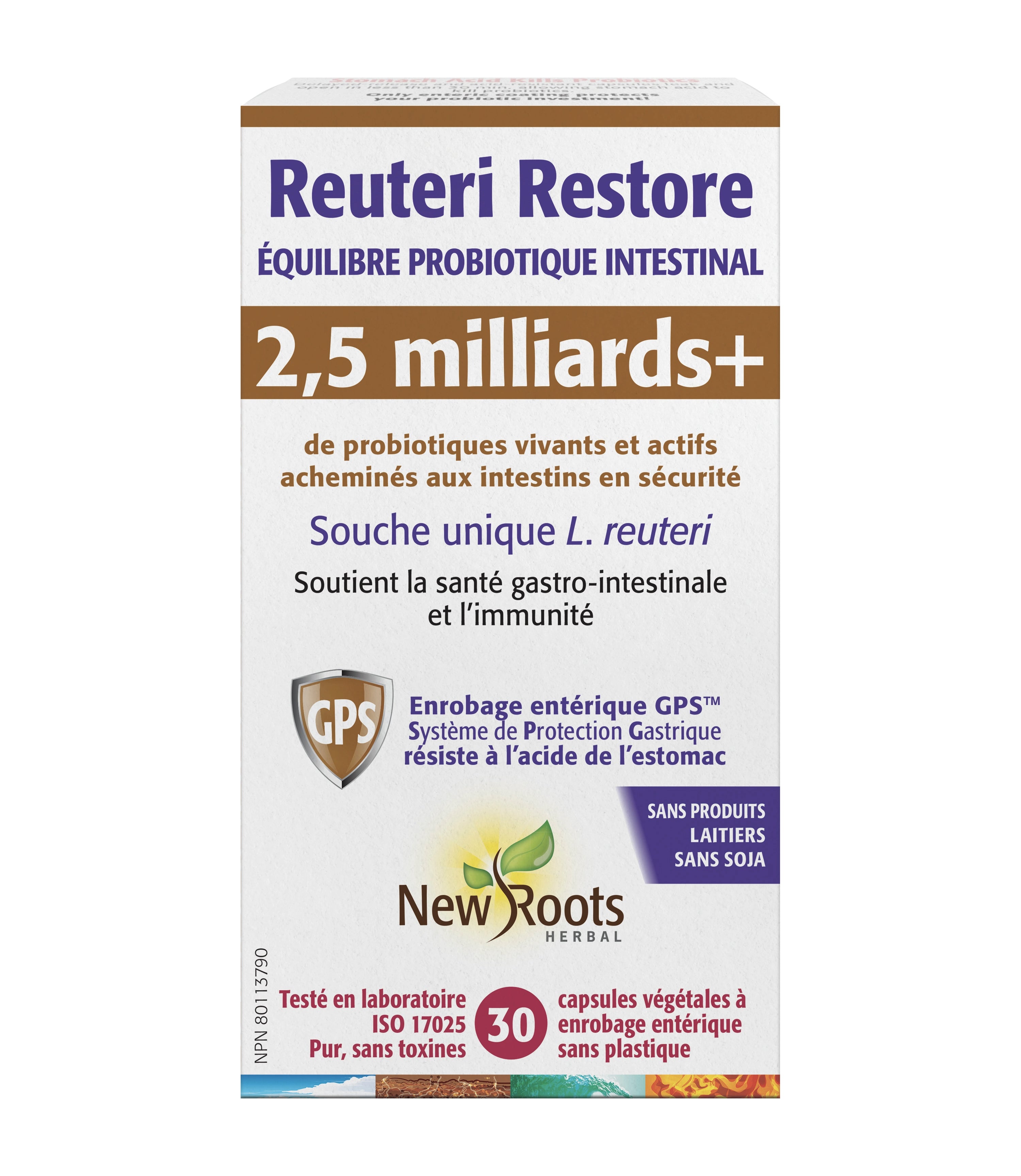 Reuteri Restore 2,5 milliards - Probiotiques - New Roots - 30 ou 60 capsules